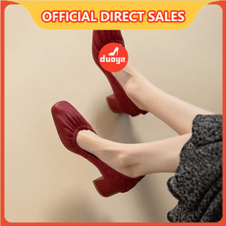  Duooya Giày Cao Gót 5cm Đế Dày Mềm Mại Màu Đỏ Thời Trang Mùa Xuân Cho Nữ 