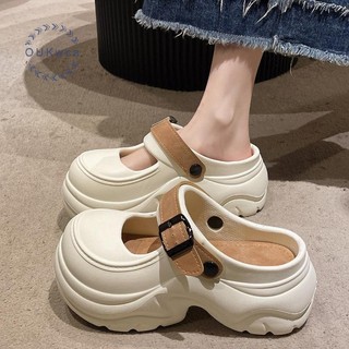 OUKwca 2025 Giày Lỗ Mới Đế Dày Mary Jane Sandal Màu Sắc Phù Hợp Với Đế Dày Đa Năng Ngoài Trời Mặc Dép Nữ Mũi Đóng Mới