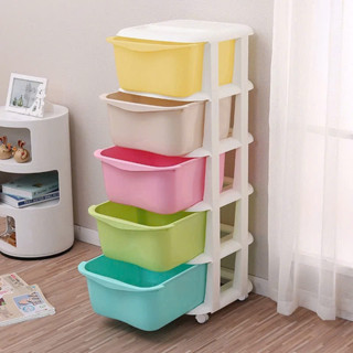Tủ Đa Sắc Nhựa 5 Tầng Có Bánh Xe Thoải Mái Đựng Quần Áo Cho Trẻ Sơ Sinh, Đồ Chơi Cho Bé