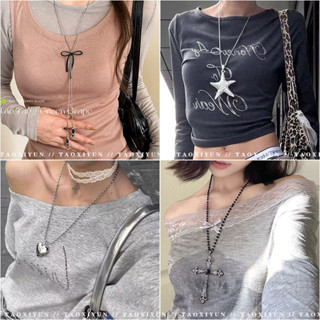 Punk Retro Nữ Vòng Cổ Cao Cấp Vòng Cổ Bạc Chữ Thập Hàn Quốc