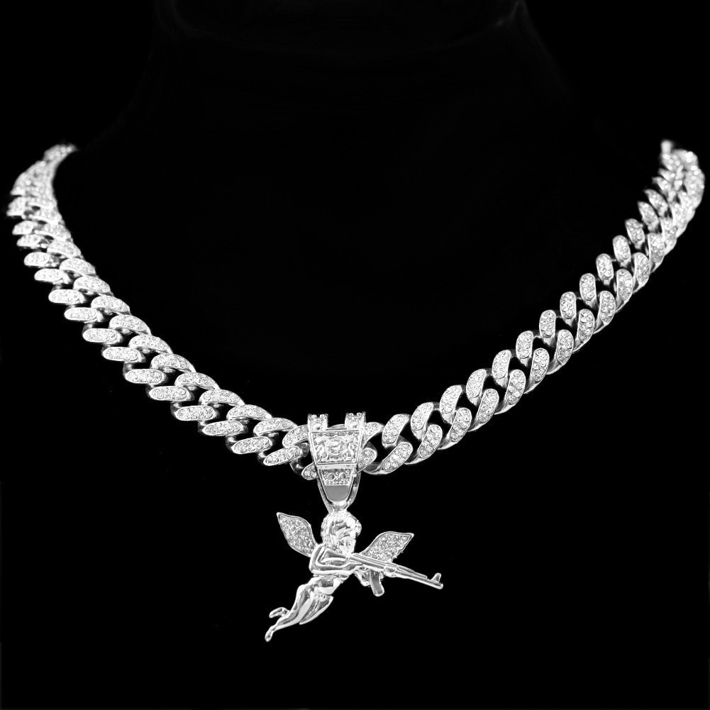 Dây chuyền mới CraveJe Ice Cuban Avengers Angel, dây chuyền nam độc quyền thời trang, kim cương Cuba