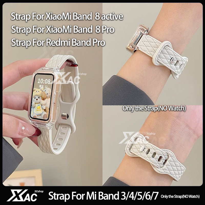 Dây Đeo Cho XiaoMi Band 8 Hoạt Động Dây Đeo Cho XiaoMi Band 8 Pro Da Họa Tiết Dây Đeo Silicon Cho Re