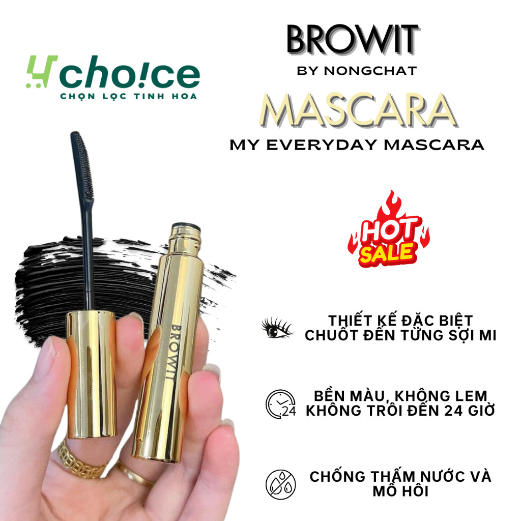 Chuốt mi nongchat mascara browit làm dài và dày mi mắt Thái Lan.