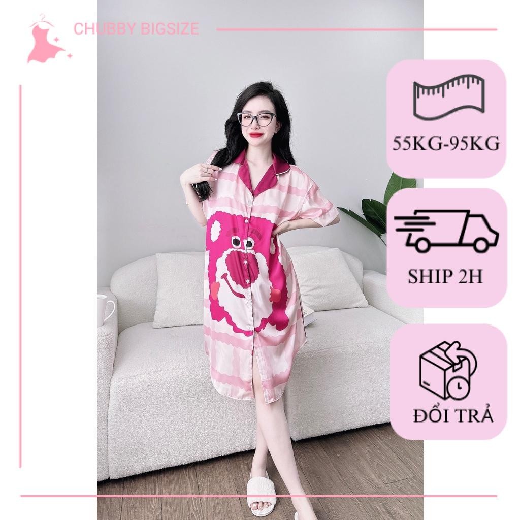 (Chubby Bigsize) Đầm Ngủ Lụa In 3D Bigsize 50-90kg
