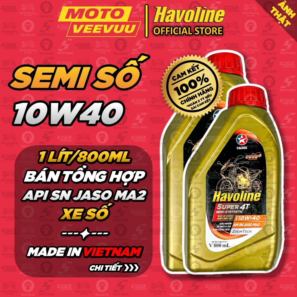 [MTVV] Dầu nhớt số CALTEX HAVOLINE SEMI SUPER 4T 10W40 [ 800ml & 1 Lít ] Bán tổng hợp<END>