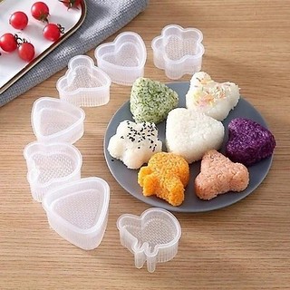 Set 7 khuôn cơm cho bé làm cơm nắm bento bằng nhựa an toàn tặng kèm thìa
