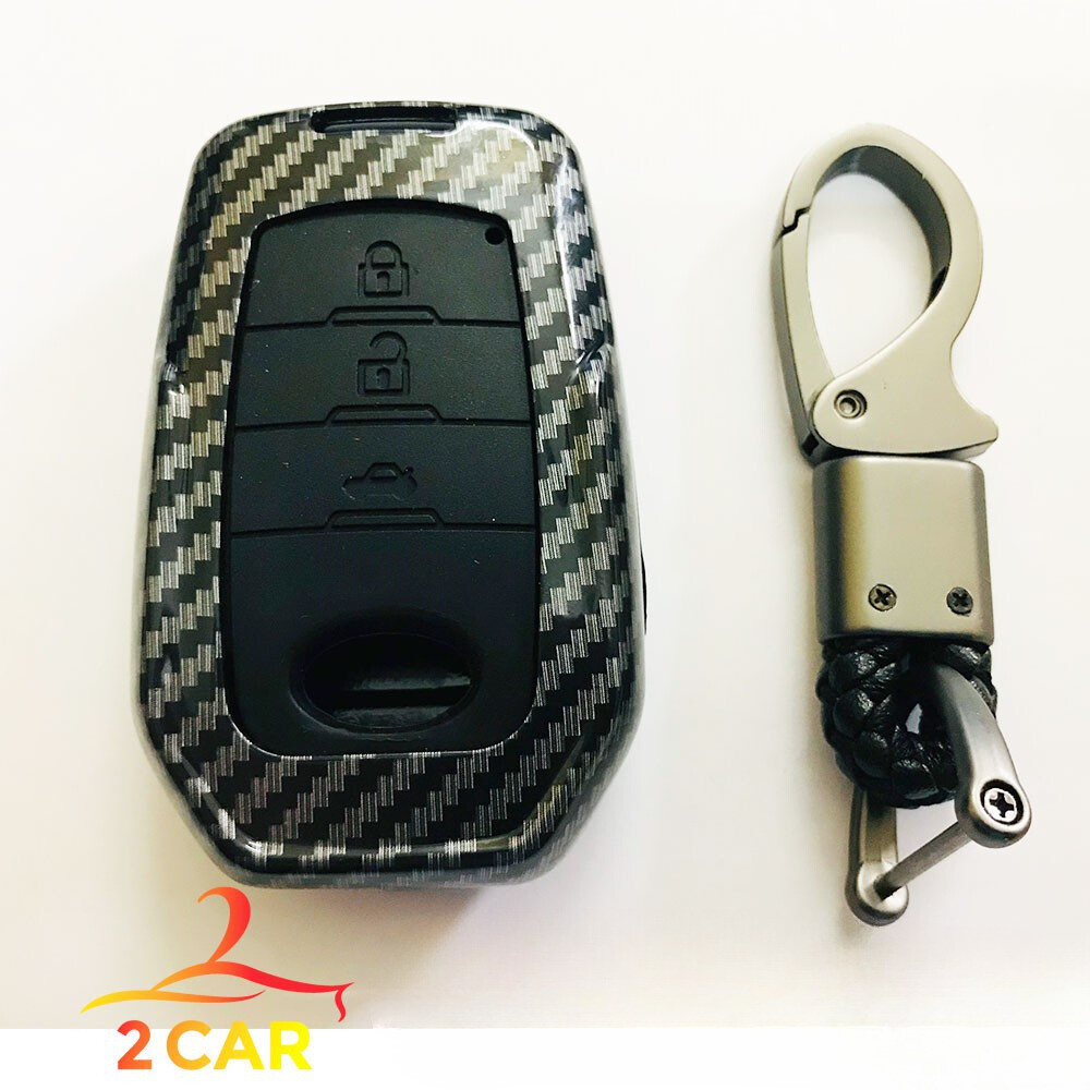 Ốp chìa khóa carbon xe Toyota Fortuner 2017- 2021, 2022, 2023,2024 vân cacbon cao cấp