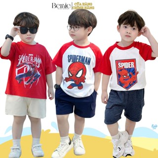 Bộ quần áo siêu nhân người nhện spiderman màu đỏ cho bé trai áo thun và quần 1 đến 6 tuổi BERNIE