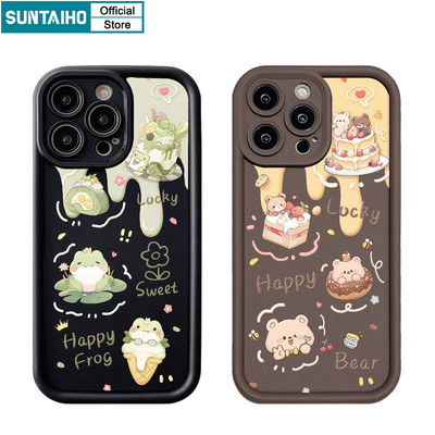 Suntaiho Thú Vui Vẻ Và Dễ Thương Món Tráng Miệng Ốp Điện Thoại Silicon Mờ Mềm Cao Cấp Chống Sốc Cho iPhone 11 12 13 14 15 16 Pro max IP 7 8 Plus Iphon X Xs XR Xs max