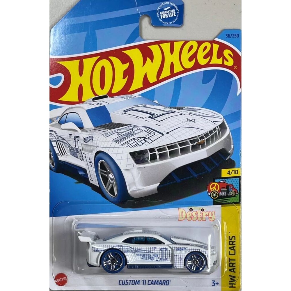 2021 HOT WHEELS MAINLINE TÙY CHỈNH ‘ 11 CHEVY CAMARO TRẮNG 26 / 250 HW ART CARS 4 / 10