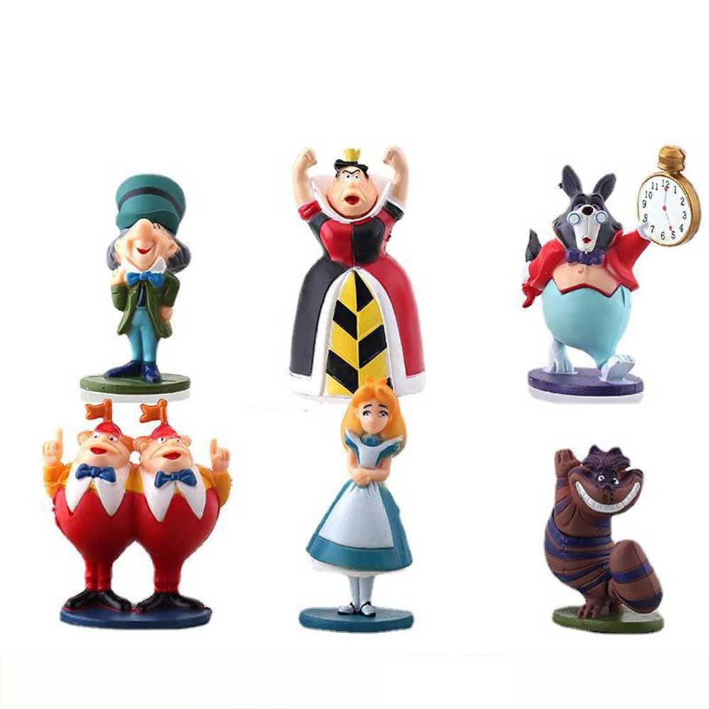 6PCS Alice in wonderland Cake Topper Toys Figures Kids Birthday Cake Decoration