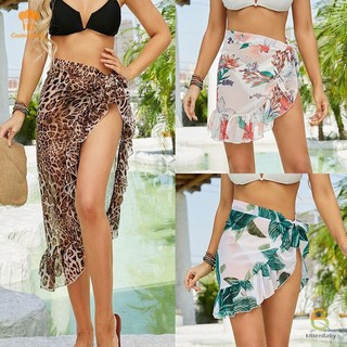 Kittenbaby Đi Biển Sarong Che Cho Nữ Ruffle In Váy Bikini Có Pareo Voan Quấn Váy Phụ Kiện Mùa Hè Dạo Biển Mới