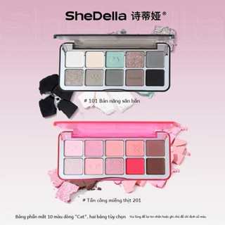 Bảng Phấn Mắt 10 Màu Bộ Sưu Tập Mèo SHEDEALLA Màu Đen, Đất, Hồng Ngọc, Lấp Lánh Phiên Bản Mới 2024
