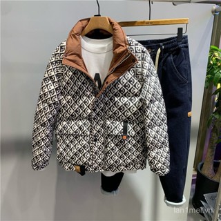 Trang Phục Nam mùa thu đông áo bông mẫu ngắn cổ đứng không mũ thương hiệu thời trang trang phục bảo hộ lao động phối màu thời trang Áo khoác bánh mì dày dặn thường ngày