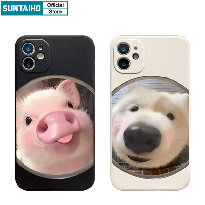 Suntaiho Ốp lưng Iphone Đẹp Ngộ nghĩnh Dễ Thương Vỏ Độc Đáo Họa Tiết Đầu Lợn Ốp Điện Thoại Silicon Mềm Cao Cấp Chống Sốc Cho Iphone 15 14 12 13 11 Pro Max IP 7 8 Plus Iphon X Xs XR Xs Max Ốp Lưng