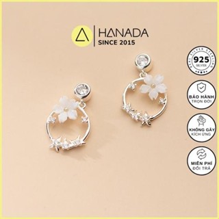   BH TRỌN ĐỜI  Bông Tai Bạc 925 Hanada Nụ Hoa Nguyệt Quế  Khuyên Tai Quà Tặng Đi Tiệc ,Mang hằng ngày  2354 C16 