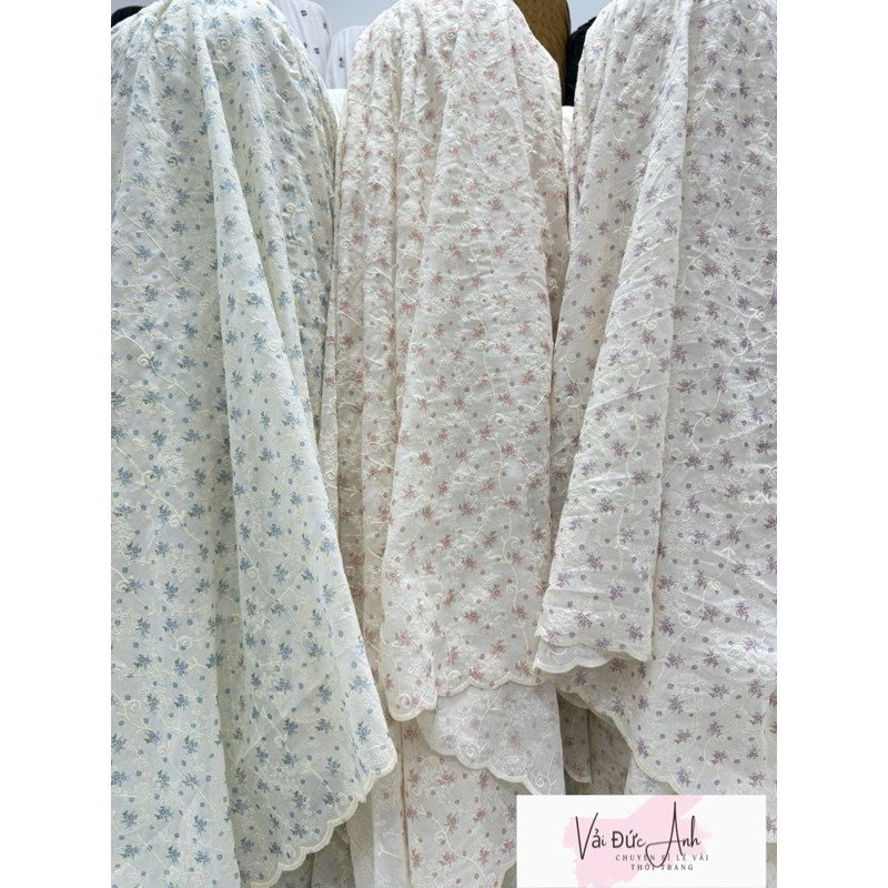 Vải thô boi thêu(khổ 1m3) chất mát may áo ,váy đều đẹp khổ 1m3 full màu