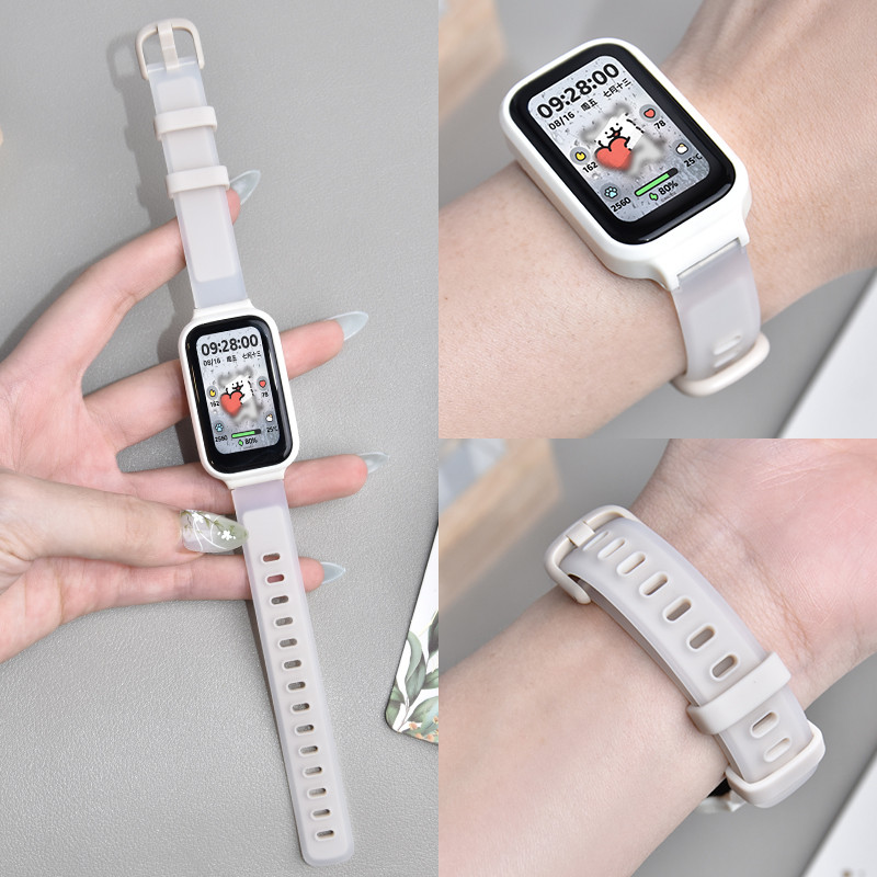 Dây đeo silicon hai màu trong suốt cho Xiaomi Mi Band 8 Active Redmi Band 2 Dây đeo đồng hồ thông mi