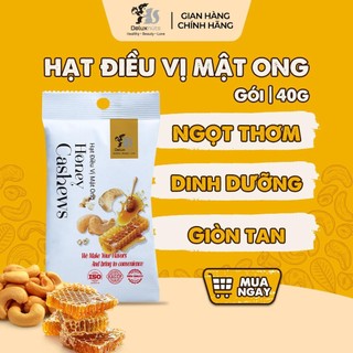 [Hỏa tốc] Hạt Điều Vị Mật Ong 40g Deluxnuts | Hạt Dinh Dưỡng, Snack Ăn Vặt (Gói 40gram)