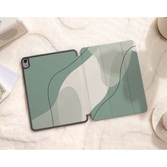 Màu Xanh Lá Cây Hình Học Cá Tính Tùy Chỉnh Tên Tất Cả Mới Flip iPad Dành Cho Air 4, Air 5 6 iPad Pro 2024 13 ” 12.9 Pro 11 iPad 10 Mini 6 Cover