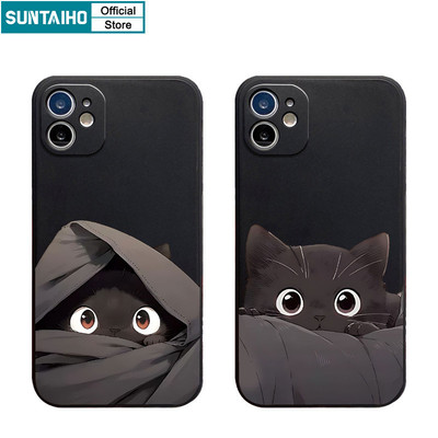 Suntaiho Coquette Vỏ Độc Đáo Họa Tiết Mèo Đen Ốp Điện Thoại Cho Iphone 15 14 12 13 11 Pro Max IP 7 8 Plus Iphon X Xs XR Xs Max Silicone Mềm Cao Cấp Chống Sốc Ốp Lưng
