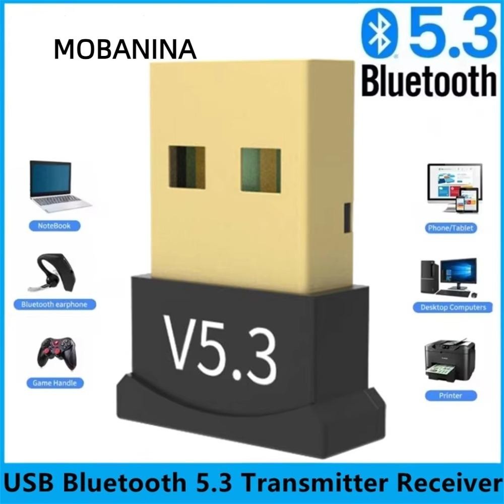 Bộ thu phát MOBANINA, Máy tính PC Bluetooth Dongle 5.3 Adapter, 20M USB Bluetooth Laptop Máy tính bả
