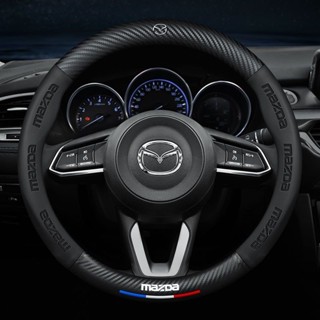 Vỏ bọc vô lăng ô tô bằng sợi Carbon thoáng khí chống trượt cho Mazda 3 bk bl 323 Axela Atenza CX-3 CX-4 CX5