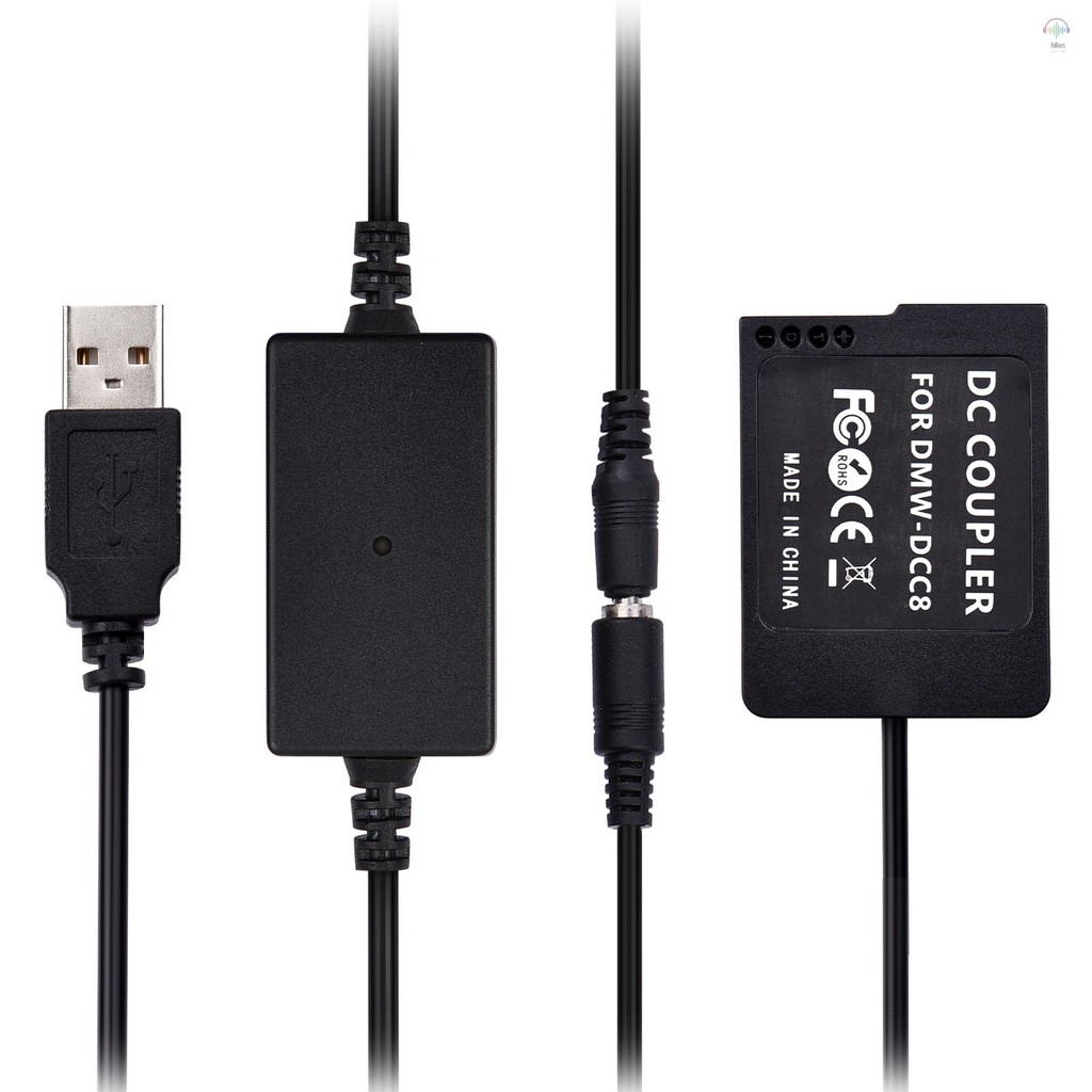 Bộ nguồn USB Andoer DMW-DCC8 Bộ ghép nối DC Pin giả Thay thế pin DMW-BLC12 bằng bộ chuyển đổi USB Cá