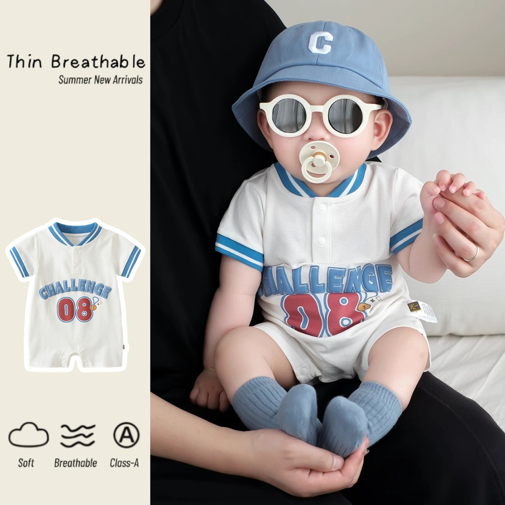 Mùa Hè Mới Quần Áo Cho Bé Trai Và Bé Gái Cotton Thoải Mái Tay Ngắn Body 0-24 Tháng Cho Bé Thoáng Khí Mỏng Đẹp Trai Dễ Thương Kỹ Thuật Số Phong Cách Thể Thao Romper