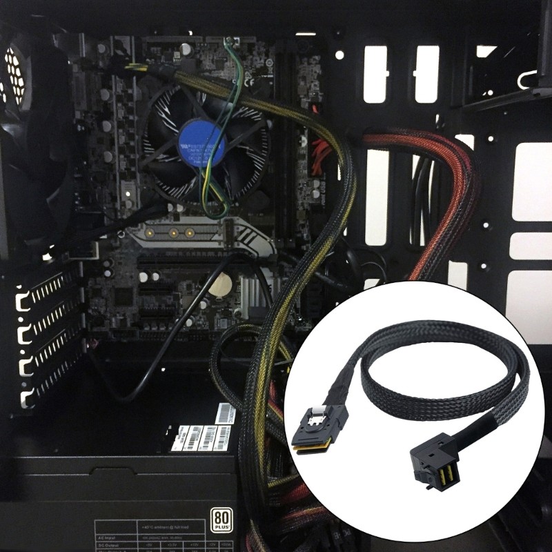 Cáp kết nối bên trong Doublebuy SFF 8087 đến 90 độ MiniSAS 8643 cho ổ cứng và máy chủ có đồng trục