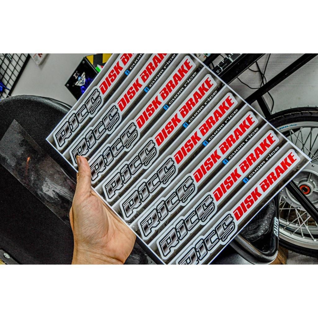 Tem Dán Phuôc Rice RC edition + Rice Disk Brake dàn cho phuộc màu sơn bạc tem in decal trong ( 1 cặp