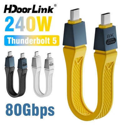 HdoorLink PD240W Sạc Nhanh Cáp USB C Sang USB C USB4 Thunderbolt 5 80Gbps 8K @ 60Hz Loại C Cáp Ngắn Cho Điện Thoại Thông Minh Laptop Power Bank