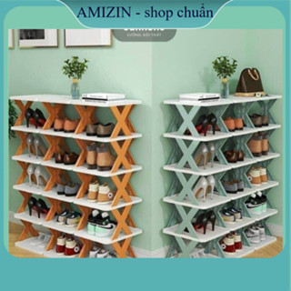 kệ để giày dép 5 tầng chữ X - Kệ đựng giày dép đa năng bằng nhựa lắp ghép - Sunhome AMIZIN