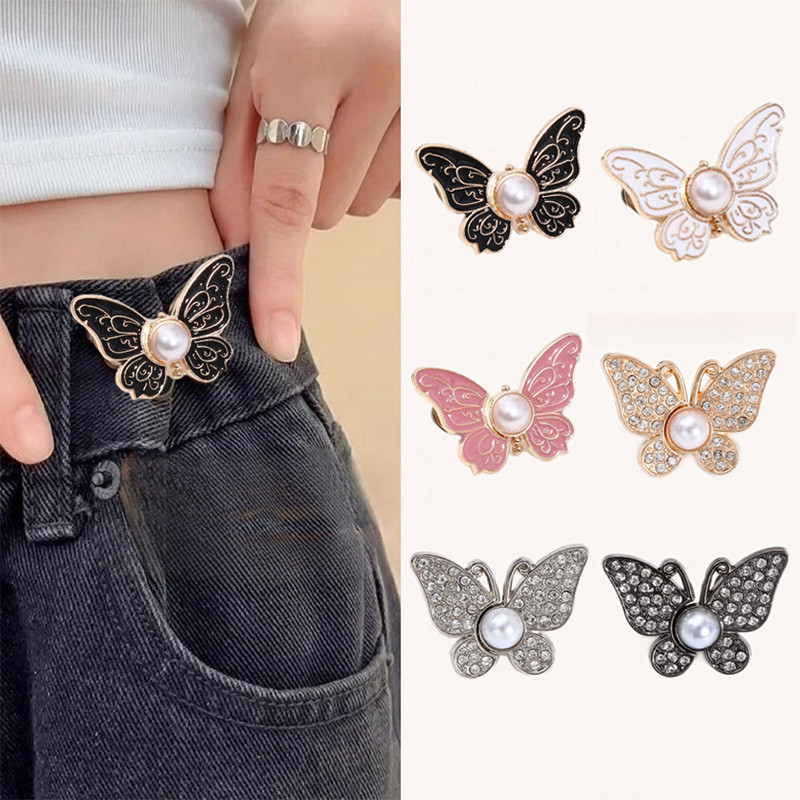 Bướm ngọc trai Khóa eo hẹp có thể tháo rời Không có đinh Seam-Free Nút eo hẹp Quần jean eo lớn đến hẹp @ -