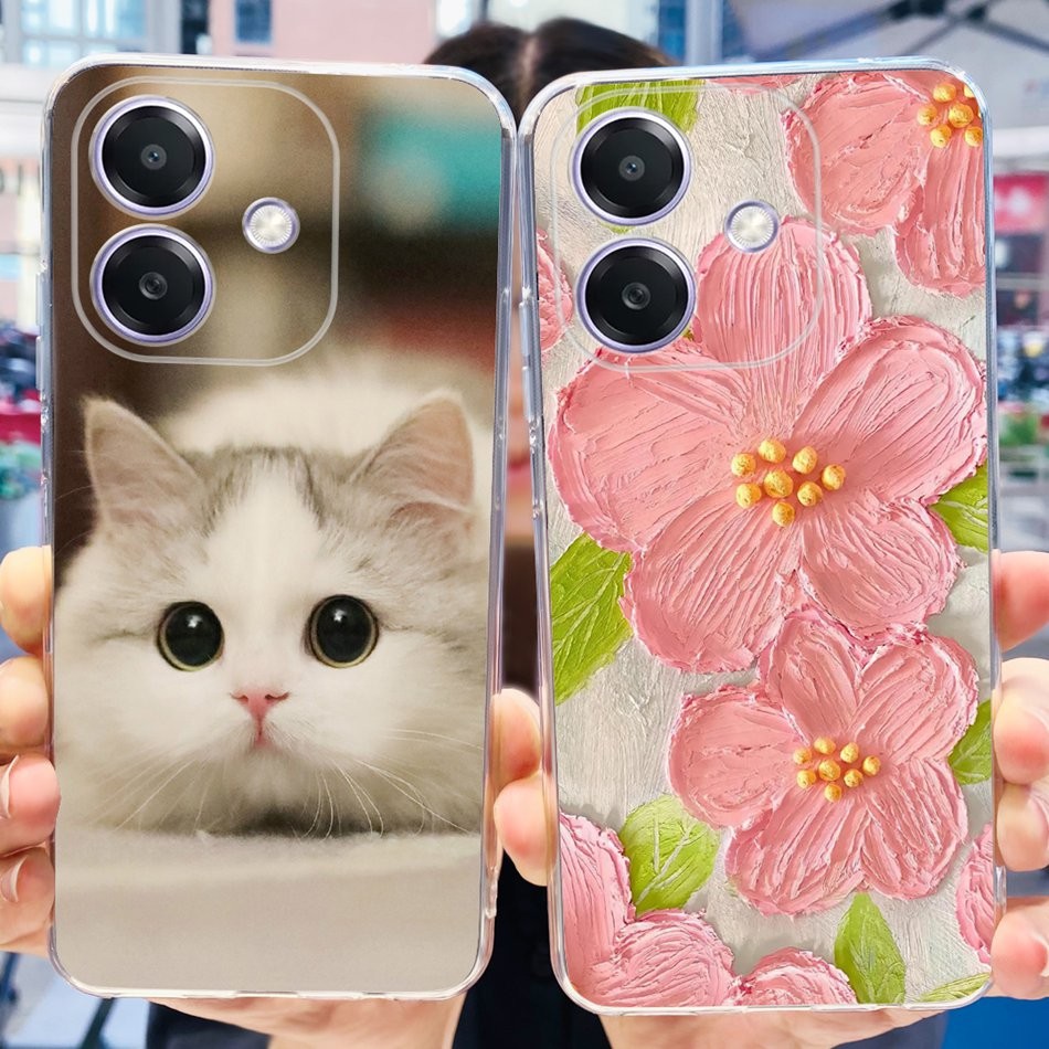 Ốp điện thoại silicon in hình mèo hoa dễ thương cho Oppo A3 (Global) / A3x 4G / A3x 5G Oppo A3x 4G 5