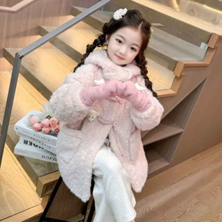 Áo khoác bé gái áo len len mẫu mới Áo khoác dày dặn lót nhung trẻ em phong cách Tây áo trẻ em phong cách Hàn Quốc 2-12 tuổi
