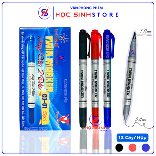 Hộp 12 Cây Bút Lông Dầu 2 Đầu Gstar CD-01 Vâng thiên ( Mực Xanh/đỏ/đen ) Viết Được Trên Nhiều Bề Mặt - Học Sinh Store