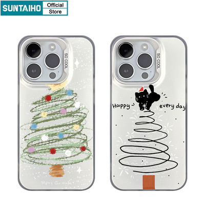 Suntaiho Ngộ nghĩnh Dễ Thương Họa Tiết Cây Giáng Sinh Ốp lưng Iphone 16 15 14 13 12 11 Pro Max TPU Silicon Mềm Cao Cấp Chống Sốc Ốp Lưng
