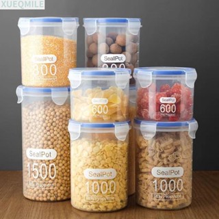 XUEQMILE Hộp đựng thực phẩm nhà bếp , Hộp đựng tủ lạnh trong suốt kín, Hộp đựng đồ đa hạt bằng nhựa dung tích lớn Ngũ cốc tươi Hộp bảo quản