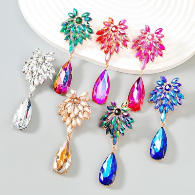 Pinkdududu Thời Trang Nhiều Màu Kim Cương Giả Hoa Thả Bông Tai Acrylic Và Hợp Kim Cho Nữ PD1066