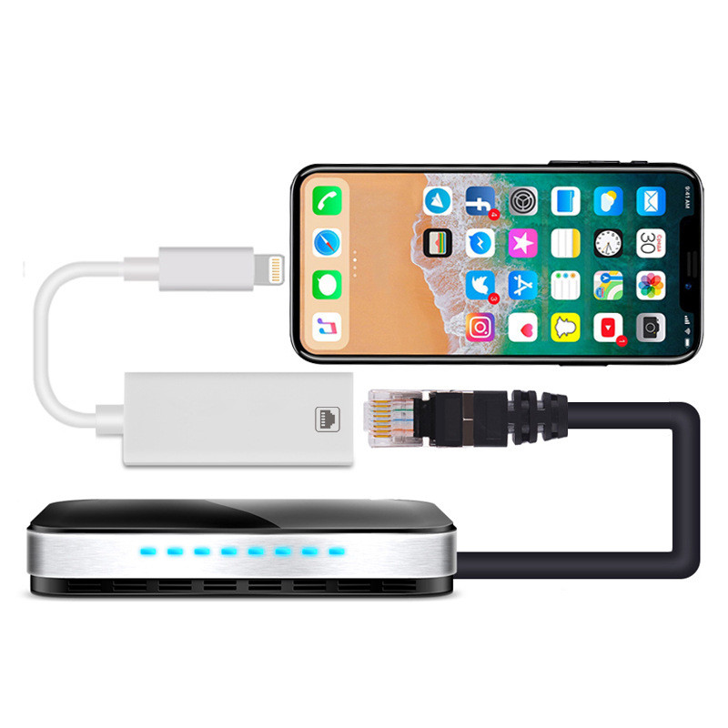 Áp dụng cho điện thoại di động Apple 14pro IPad sang cáp mạng Bộ chuyển đổi thẻ mạng Cổng mạng Light