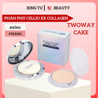 Phấn phủ Cellio Phấn phủ siêu mịn chống nắng Cellio Ex Collagen Shining Ex Twoway Cake (Kèm thêm 1 lõi) - Xingtu Beauty