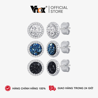 Bông tai hình tròn bằng thép không gỉ Vnox dành cho nam, màu bạc cổ điển Phụ kiện sang trọng Trang sức