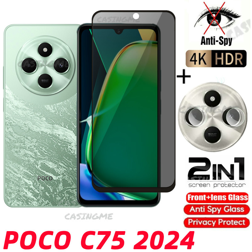 Poco C75 2024 Kính Cường Lực Riêng Chống Gián Điệp Full Cover Bảo Vệ Màn Hình Chống Peek Phim Riêng 