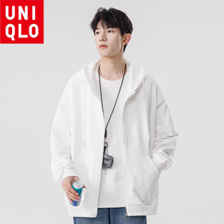 Uniqlo 9 màu Áo Hoodie dáng rộng mùa xuân thu dành cho nam, Áo Hoodie màu trơn thông thường, Áo khoác đôi