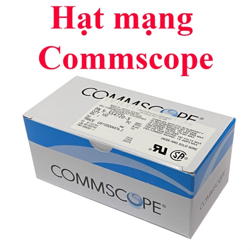 Hạt mạng Commscope rj45 AMP CAT5e CAT6 hộp 100 hạt Chính Hãng