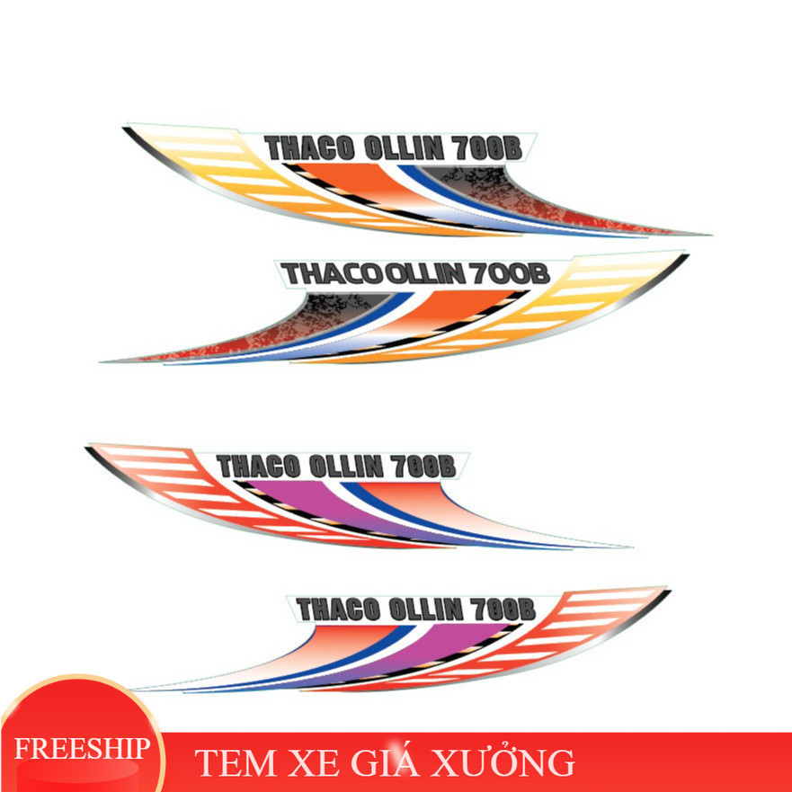Tem decal dán cánh cửa Thaco ollin 700B, 700C, 198. Tem xe tải thaco ollin 198  (sl 2 tem dán 2 bên)