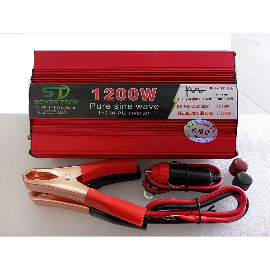 Bộ chuyển đổi điện 12v 1200W ST23 Sóng Sin Chuẩn -Bộ Đổi Nguồn 12V sang 220V 1200w -PL 12V ST23 SOYE