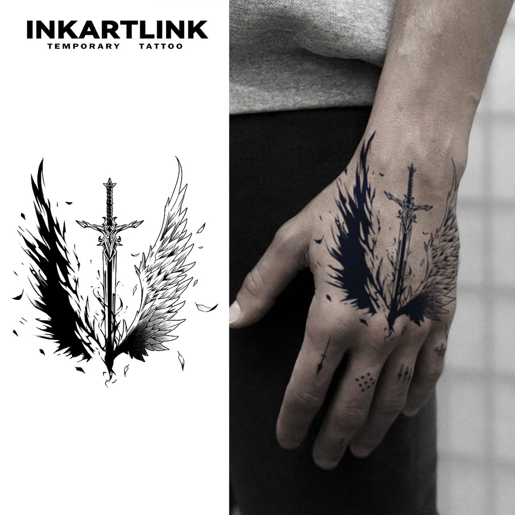 Miếng dán hình xăm tạm thời thanh kiếm, hình xăm ma thuật lâu trôi không thấm nước, kéo dài đến 15 n