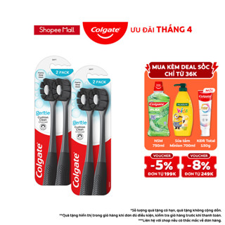 Bộ 4 Bàn chải Colgate Gentle Cushion Clean Charcoal lông chải siêu dày tạo bọt mịn, kháng khuẩn